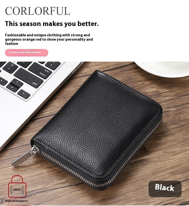 RFID Organ Card Bag Men's And Women's Passport Bags Organ Card Head Cover Layer Cowhide ID Card Holder Large Capacity Card Clip_voghion.com