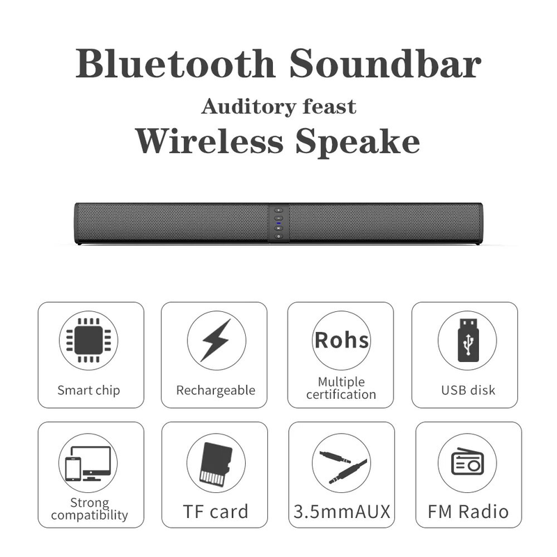 Powerful Soundbar Sound Radio Blaster Bar Audio TV PC Computer Subwoofer Wireless Home Theater Speaker_voghion.com