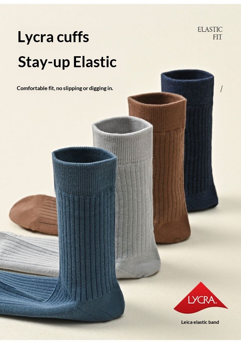 Wangjia Xinjiang Automne Pure Chaussettes Mi-mollet Anti-Odeur Hiver Épaisses Homme Affaires 100% Coton Vente en Gros_voghion.com