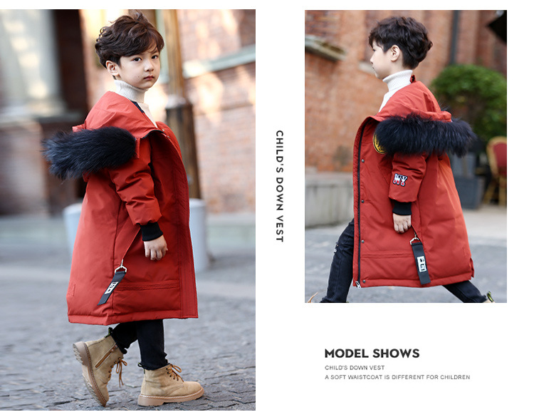 Kinderkleding Jongens Middellange en Lange Witte Eendendons Casual Jas_voghion.com