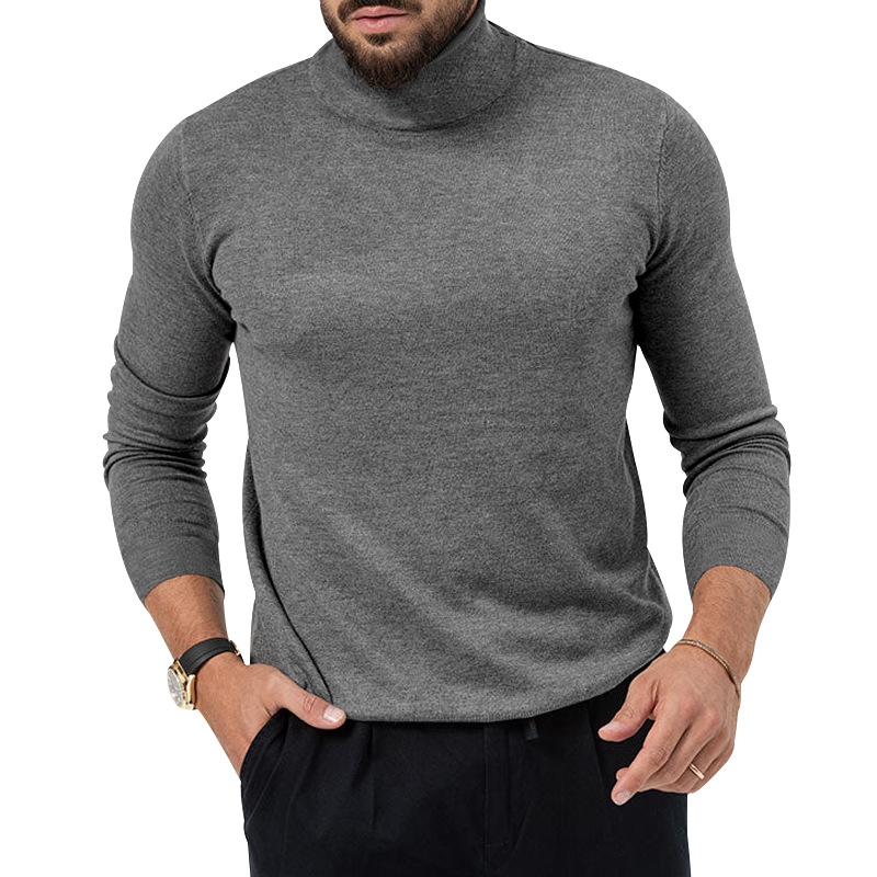 Hochelastischer Rollkragenpullover aus gestricktem Kaschmir für Herren mit dicker, warmer Unterwolle_voghion.com