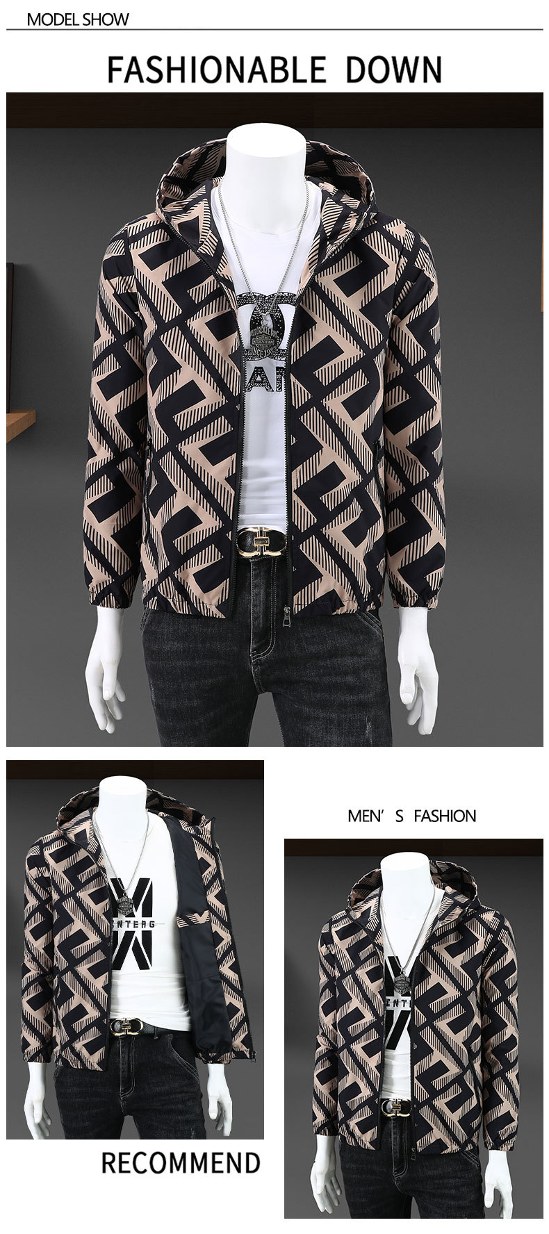 Men's clothing station men's jacket slim fit trendy brand jacket jacket new autumn windbreaker trendy all-match hooded top clothes_voghion.com