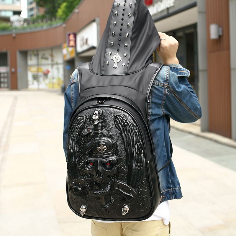 Personalized men's bag, women's PU handheld single shoulder backpack, new animal leopard head travel computer backpack_voghion.com