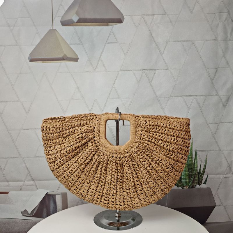 Borsa tote in paglia intrecciata per donna, grande capacità, versatile, da spiaggia e per le vacanze._voghion.com