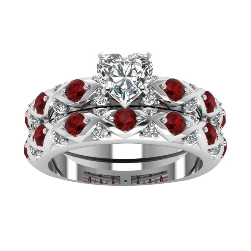 Yamaler Anello da donna con zirconi cubici a forma di cuore con rombo, regalo di gioielli di fidanzamento e matrimonio_voghion.com