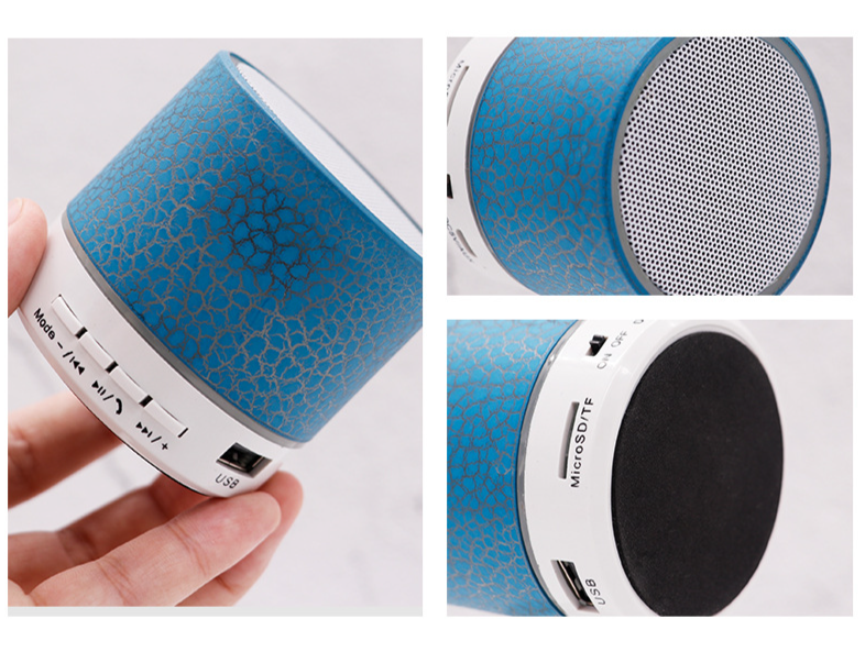 Nuovo mini altoparlante wireless Bluetooth portatile con slot per schede, subwoofer e luce LED, regalo_voghion.com