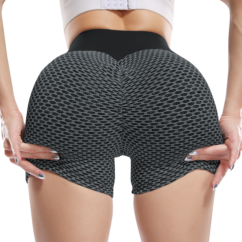 Ψηλόμεσο γυναικείο κολάν γιόγκα, κοντό, με φαρδιά μανίκια, για άρση γλουτών, για προπόνηση, κοντό, με υφή, για αθλητικά κολάν, για έλεγχο κοιλιάς, τρέξιμο_voghion.com