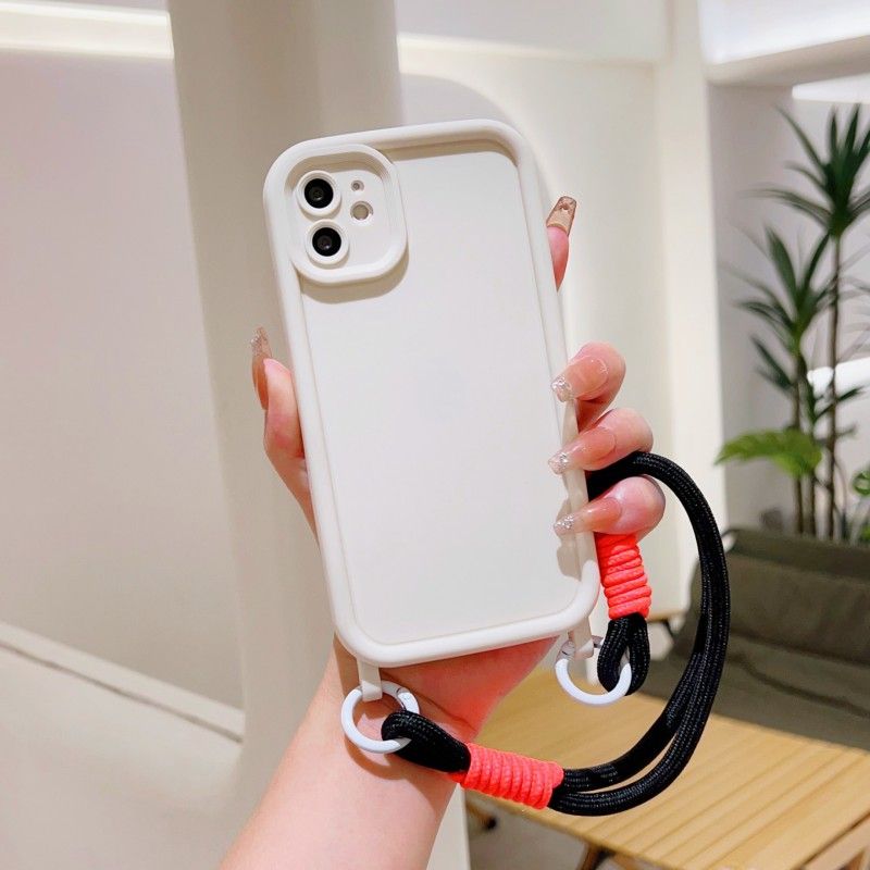 Short Strap Frosted Case For iPhone 15 13 14 Pro 12 11 15Pro 13Pro Plus X XS Max Crossbody Neck Lanyard Soft TPU Matte_voghion.com