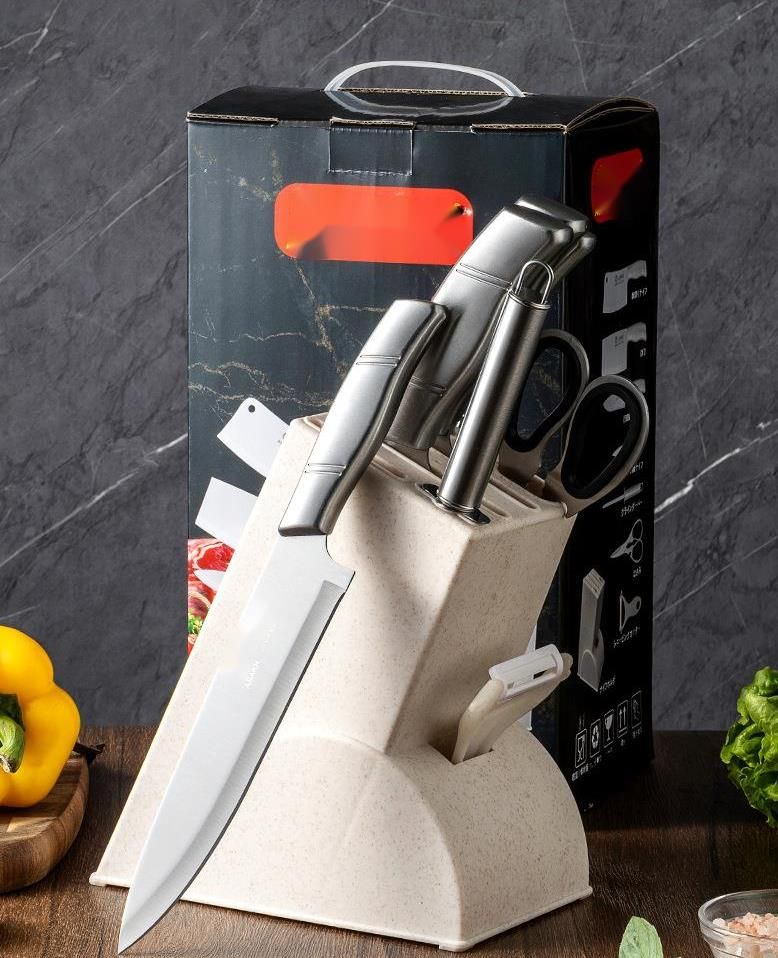 Stainless Steel Hollow Handle 8-Piece Kitchen Household Chef Meat Cutting Vegetable Fruit Multi-Purpose Knife Set_voghion.com