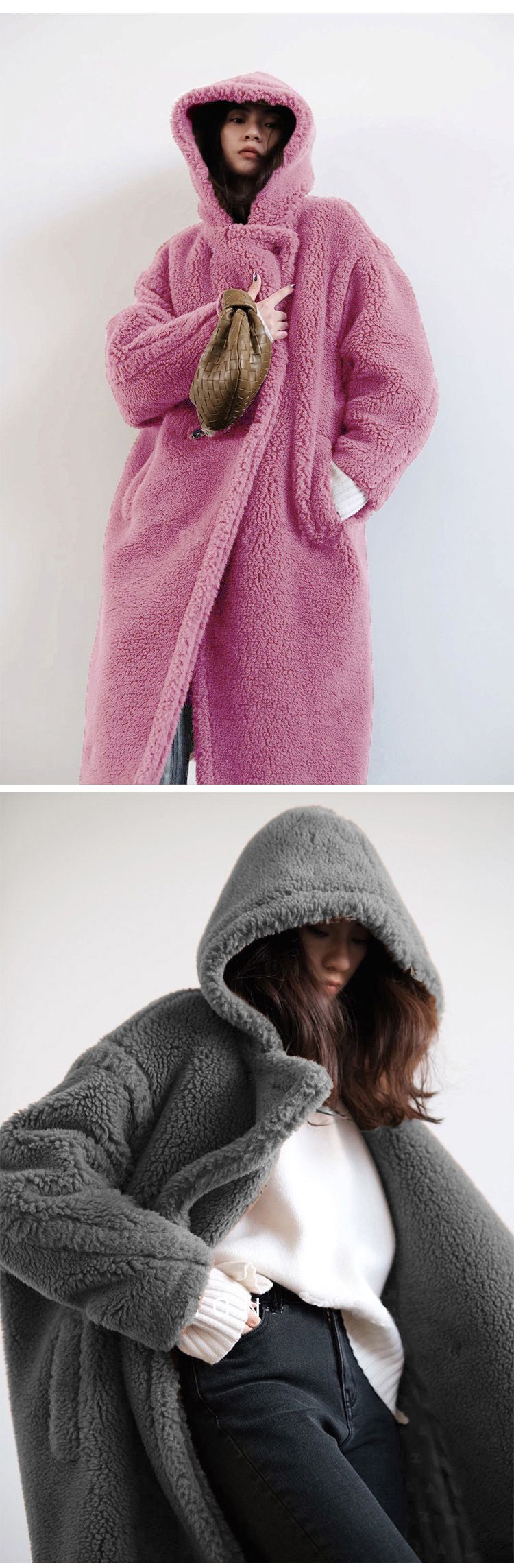 Damenbekleidung Herbst und Winter Lässiger Pelzmantel Damenmantel Mittellanger Kapuzenrevers Modischer Lammwolle-Temperament-Trend_voghion.com