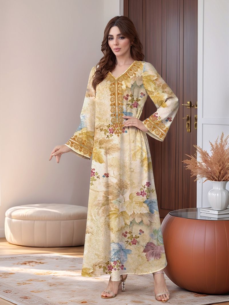Women's Clothing Positioning Printing Long Sleeved Dress_voghion.com