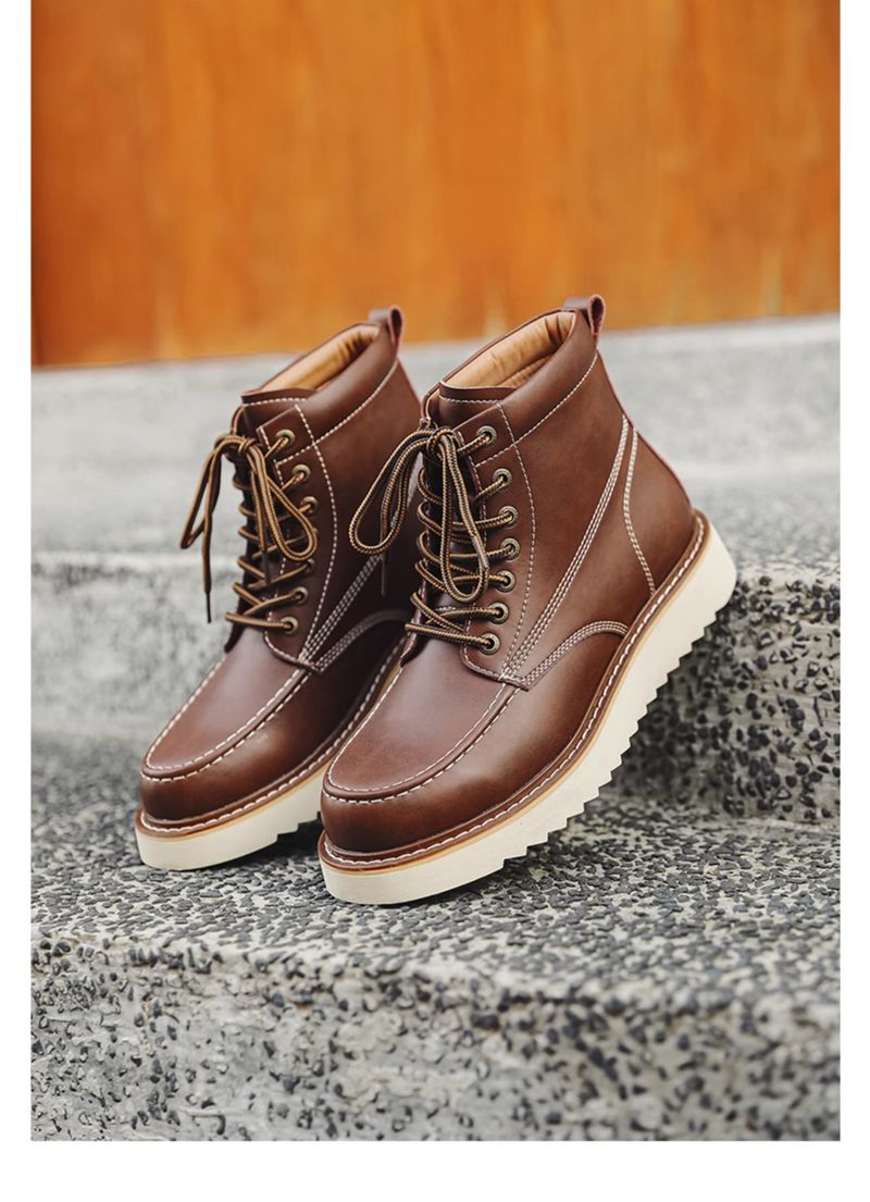 Worker Boot Men Genuine Leather Special-Interest Design Fancy Outdoor American 875 Black Short Locomotive Martin Boots_voghion.com