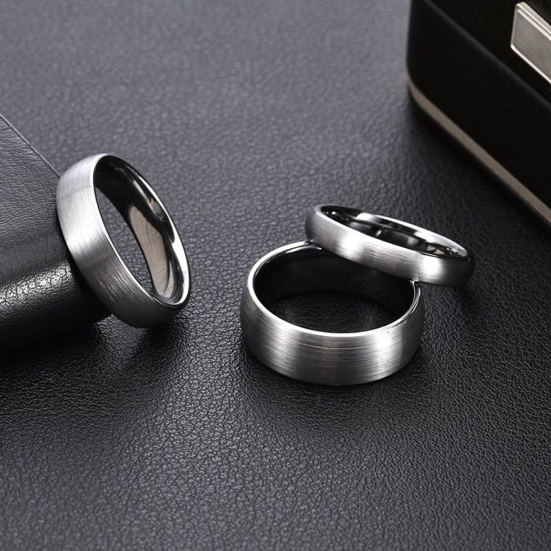 Men And Women's Jewelry Personalized Sand Surface Inner And Outer Balls 4 6 8MM Tungsten Gold Ring Tungsten Steel Ring_voghion.com