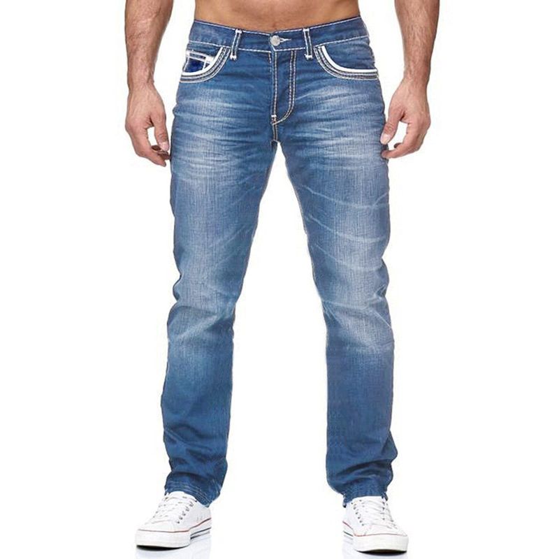 Jeans a doppia linea da uomo europei e americani, jeans altamente elastici_voghion.com