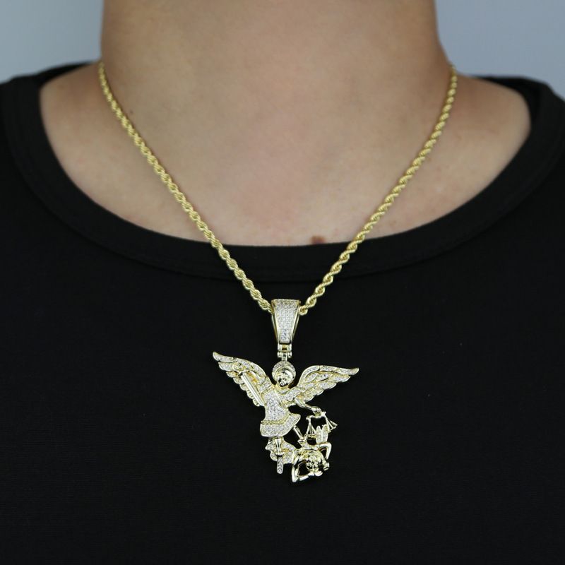 Hip Hop New Schwert Engel Kampf Teufel Anhänger Set mit Zirkon herren Halskette_voghion.com