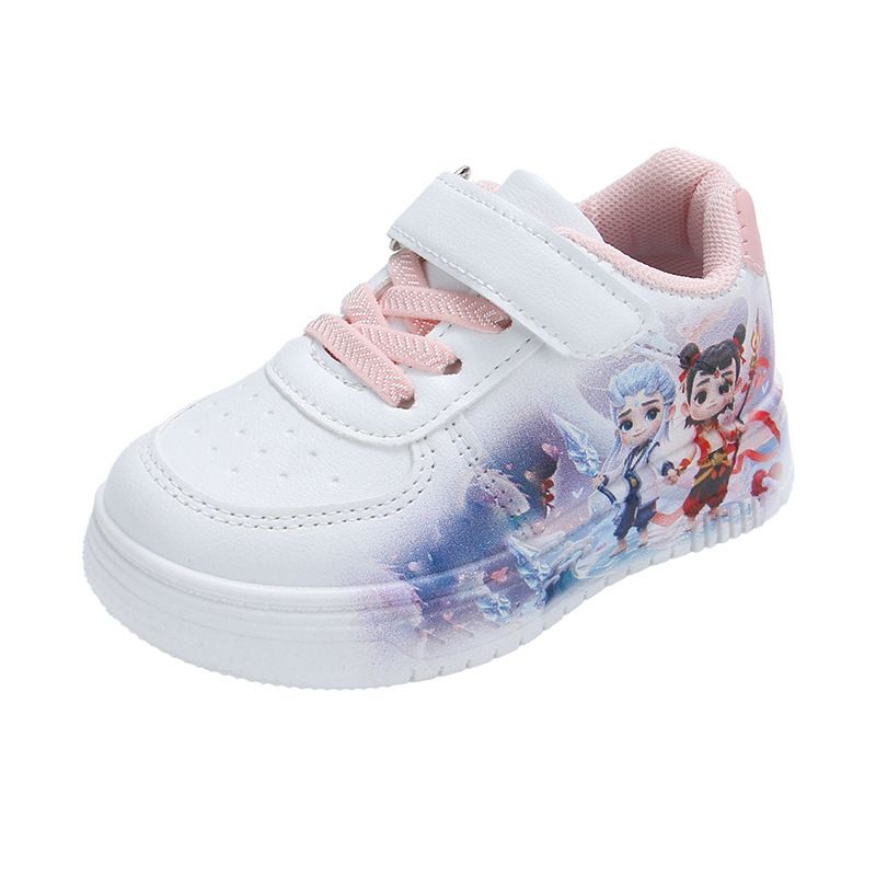 Girls' Board New Boys' Cartoon Sports 2025 Spring Autumn Children's White Shoes, Fashionable Casual Shoes For Middle And_voghion.com