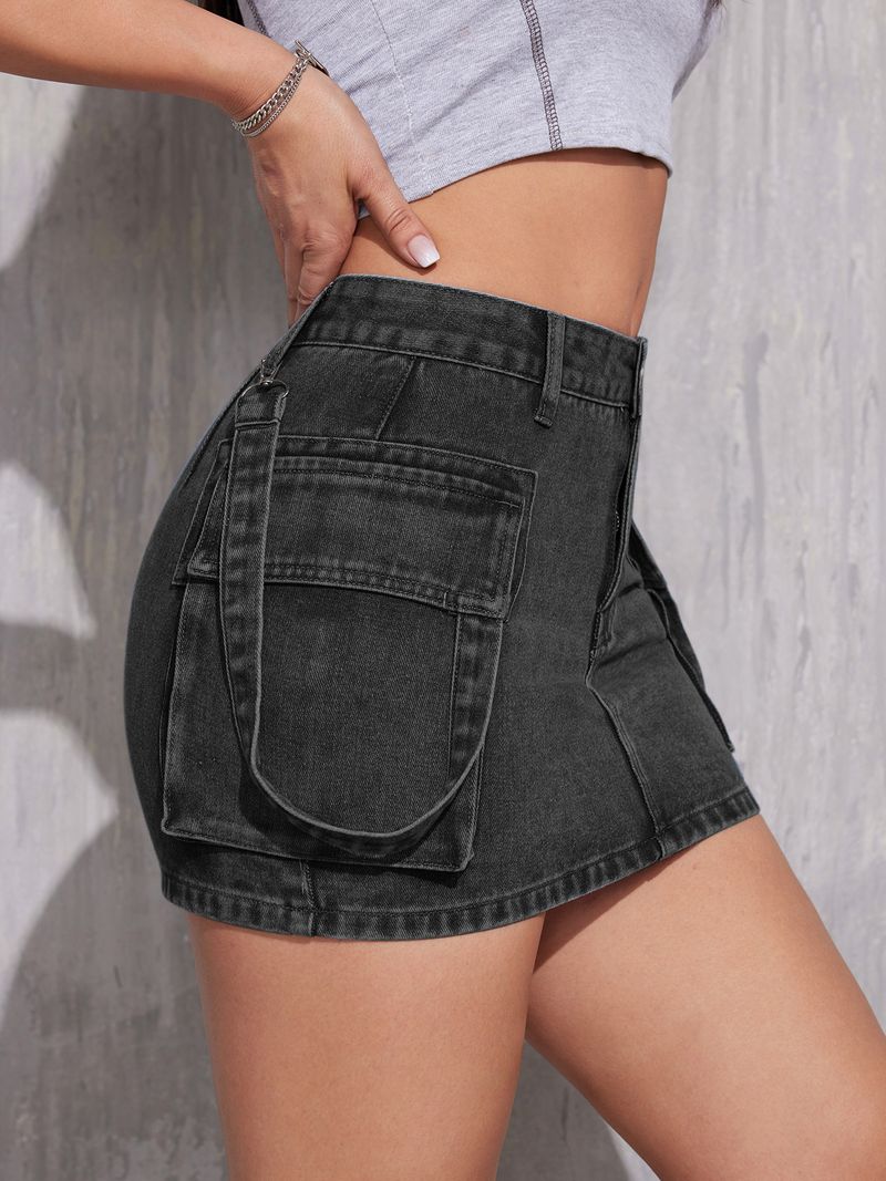 Women's Y2K High Waist Denim Skirt Double Pocket Bodycon Mini Skirt Stretch Denim Short Skirt For Women_voghion.com