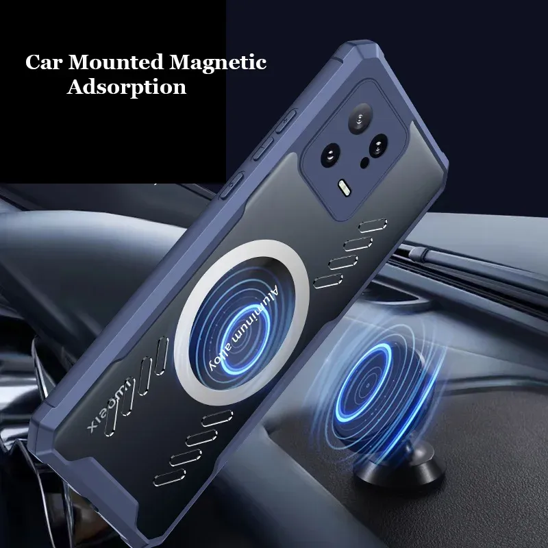 Per Xiaomi Mi 14 13 13T 12 12T 12S 12X Pro Ultra Cover Graphene Heat Dissipation PC Case Car Magnetic Bumper Casing Shell_voghion.com