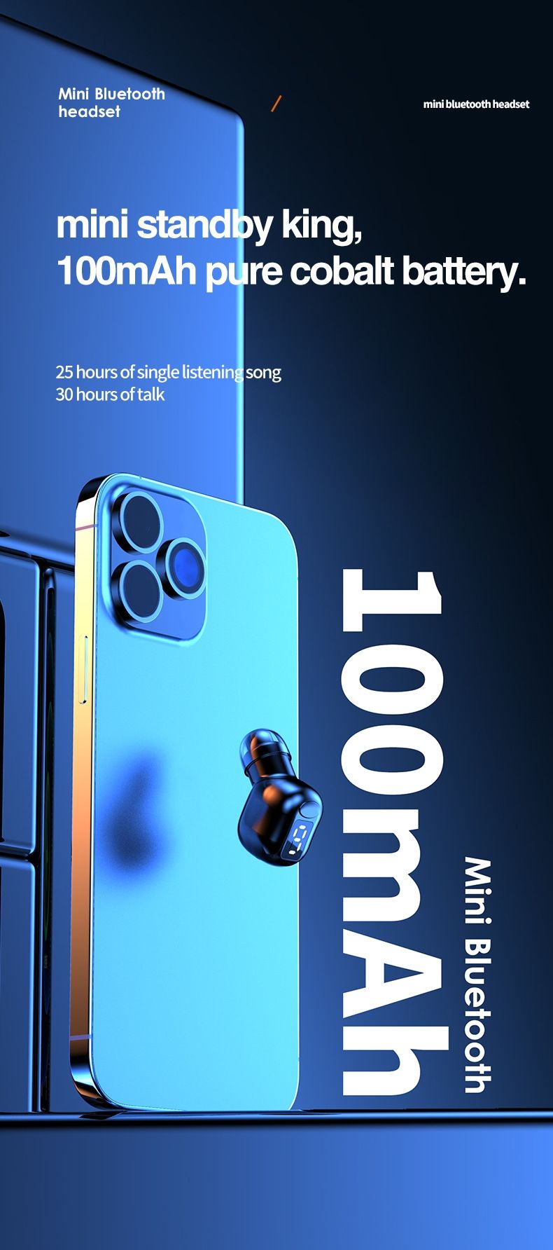 Nove M5 Bluetooth slušalke z mini digitalnim zaslonom za eno uho, športne poslovne slušalke_voghion.com