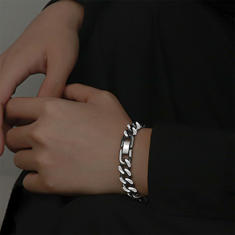 Bracciale punk cubano per uomo e donna, minimalista alla moda, celebrità di Internet e catena di strada cool Instagram Hip-hop_voghion.com