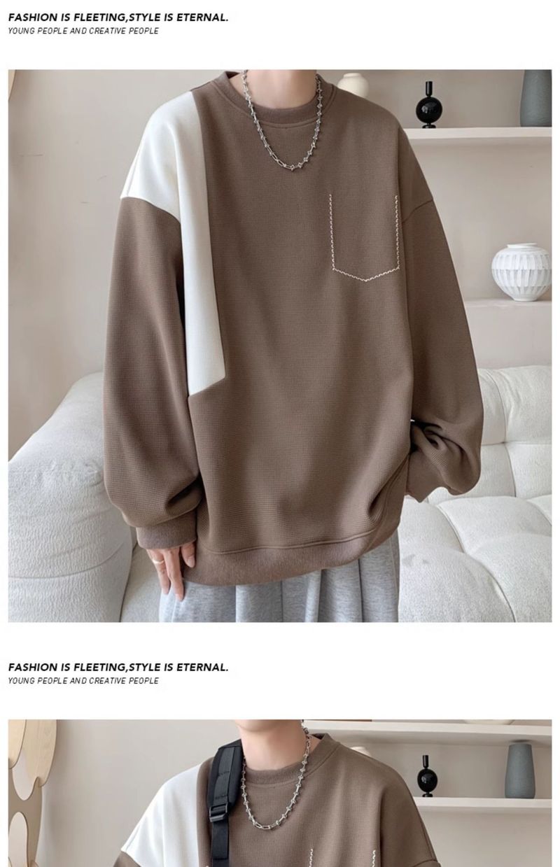 Schweres Herren-Sweatshirt mit Rundhalsausschnitt – Minimalistisches Design mit überschnittenen Schultern und Seitentaschen (M-3XL, knitterfrei, unverzichtbar für die Streetwear)_voghion.com