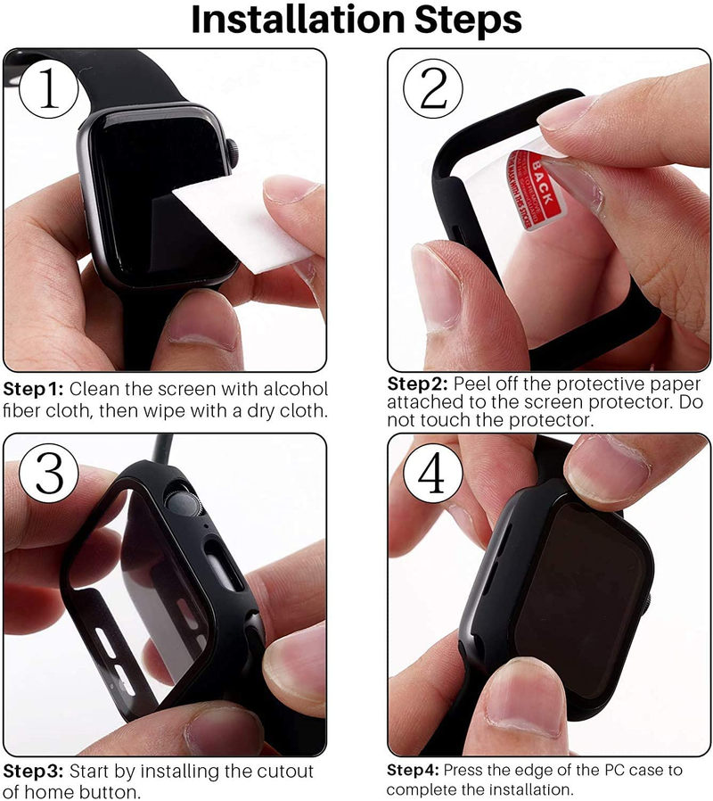 Glass+Cover For Apple Watch case 45mm 41mm 44mm 40mm 42mm 38mm iWatch 8 3 6 SE Screen Protector Apple watch series 7 Accessories_voghion.com