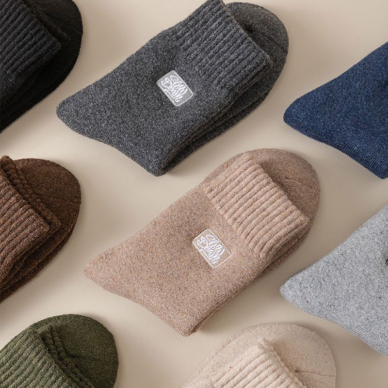 Herre Tykke Frotté Sokker Vinter Tykke Håndklædesokker Casual Broderi Mellemrørssokker Bomuldssokker Herre Varme Sokker Uldsokker_voghion.com