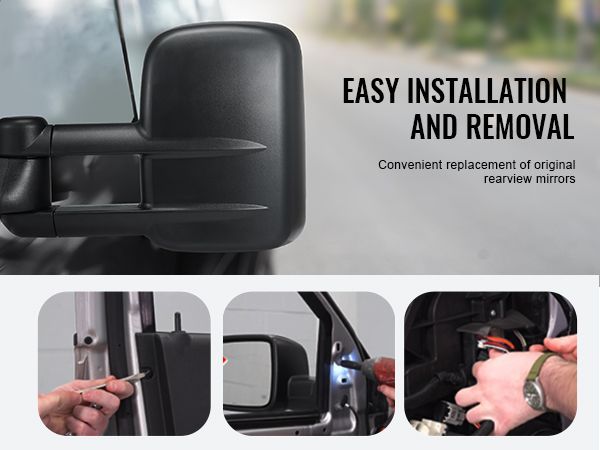 VEVOR Towing Mirrors, Left & Right Pair Set For Chevrolet Silverado (1988-1998)/GMC, Tow Mirror With Plane And Convex Glass, Manual Controlling Telescoping Folding, And Four-Way Adjustment, Black_voghion.com