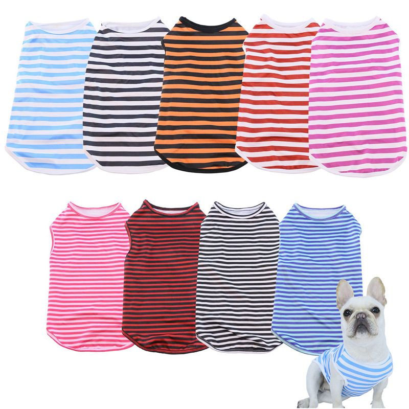 2025 Spring Summer Thin Pet Vest Striped Round Neck T-Shirt Small Medium Dogs Cooling Dog Clothes_voghion.com