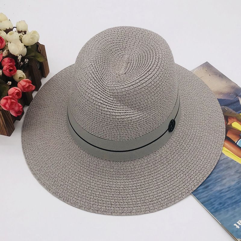 Cappello da sole da donna primaverile ed estivo pieghevole Cappello Panama British cappello di paglia con protezione solare Cappello da spiaggia_voghion.com