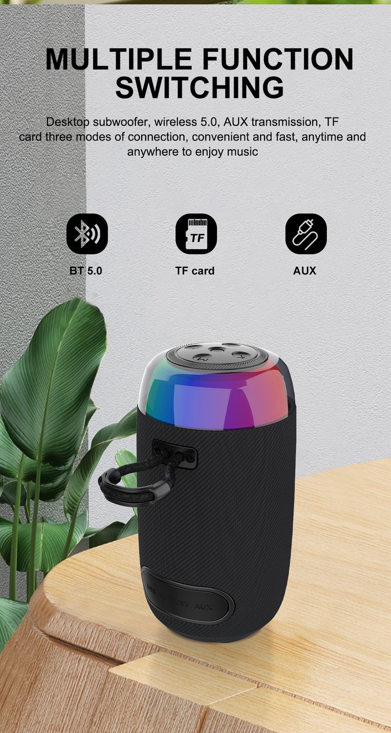 ZQS-L05 Açık Hava Sporları Taşınabilir Subwoofer Hoparlör RGB Bas Kablosuz Bluetooth Hoparlör_voghion.com