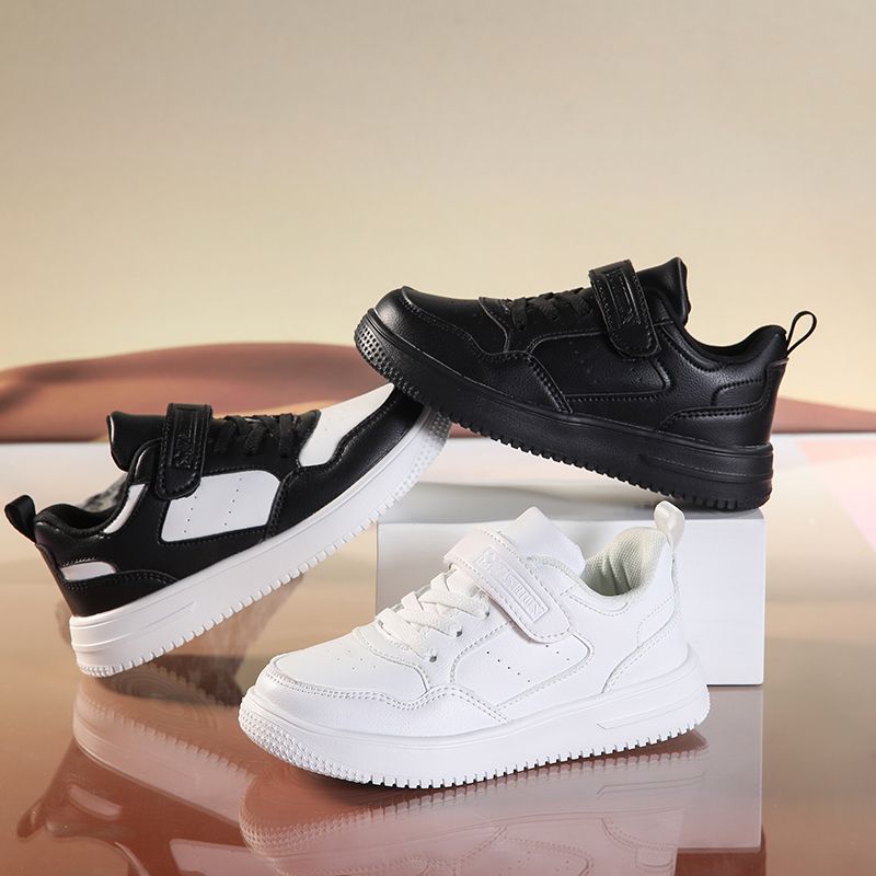 Neue Casual Leder Sneakers Kinder Einfarbig Mode Skateboard Schuhe Kinder Bequeme Low Top Trainer Für Jungen_voghion.com