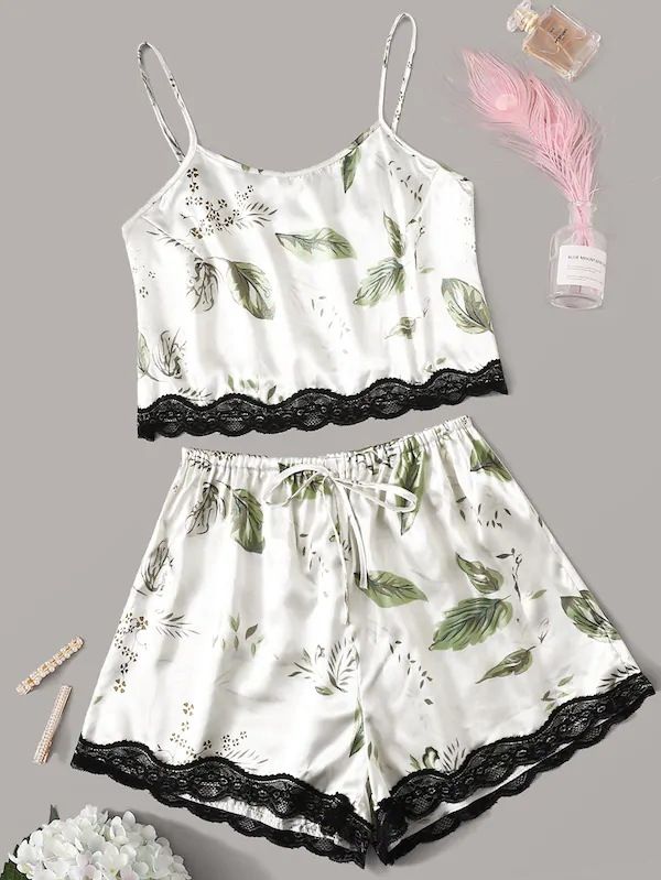 Fat Girl Hot Sale Neue Plus Size Spitze bedruckte sexy Pyjamas Zweiteiliges Set_voghion.com