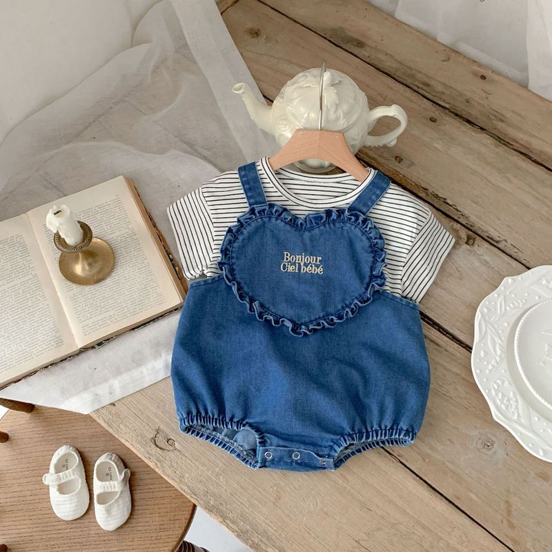 Korean style summer clothes, soft denim straps, buttocks, western-style baby and cute jumpsuit for outdoor wear_voghion.com