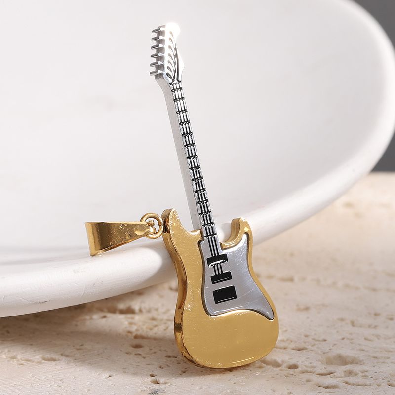 New Instagram internet celebrity personality trend hip-hop stainless guitar pendant street rap titanium steel necklace_voghion.com