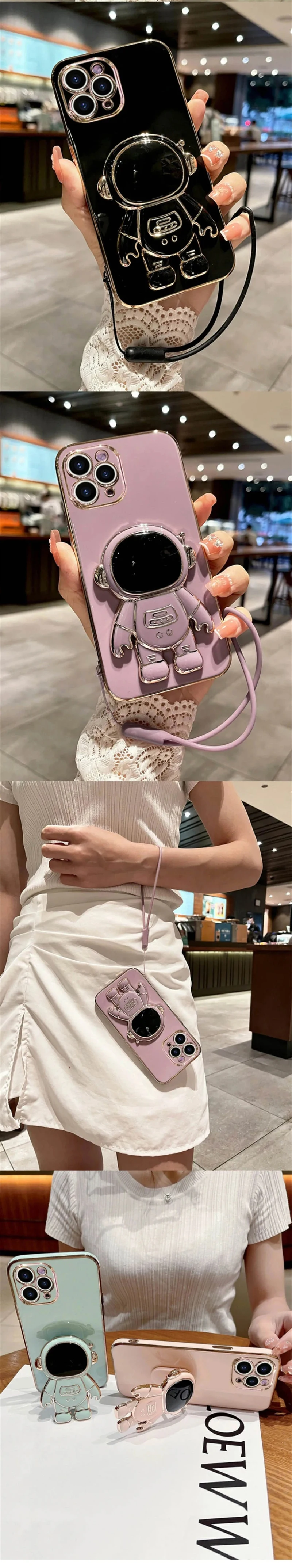 Motorola Moto G22 G32 G52 G82 G13 G23 G53 G73 G10 G20 G30 G50 G60 E13 E32 E22 Askı Askısı İçin Astronot Braketi Kaplama Kılıfı_voghion.com