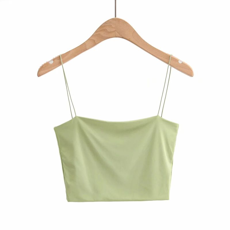 Canotta estiva da donna con elastico sottile e fascia elastica, aderente e aderente, in tinta unita_voghion.com