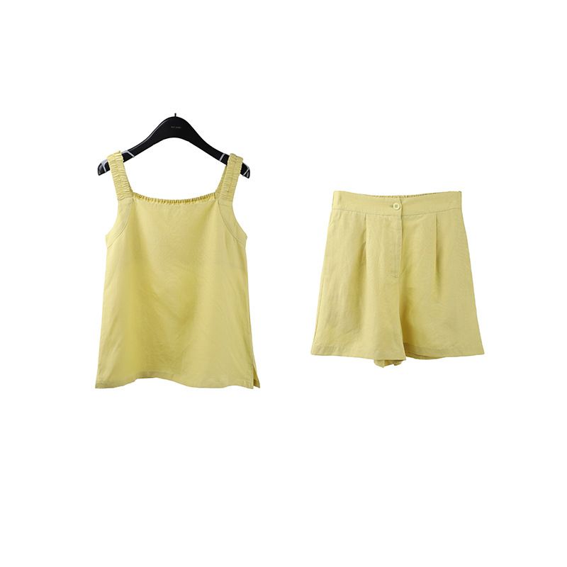 Audday THE MIND Canotta in lino e tencel + pantaloncini a gamba larga 2025 Nuovo set casual in stile coreano estivo T5013_voghion.com