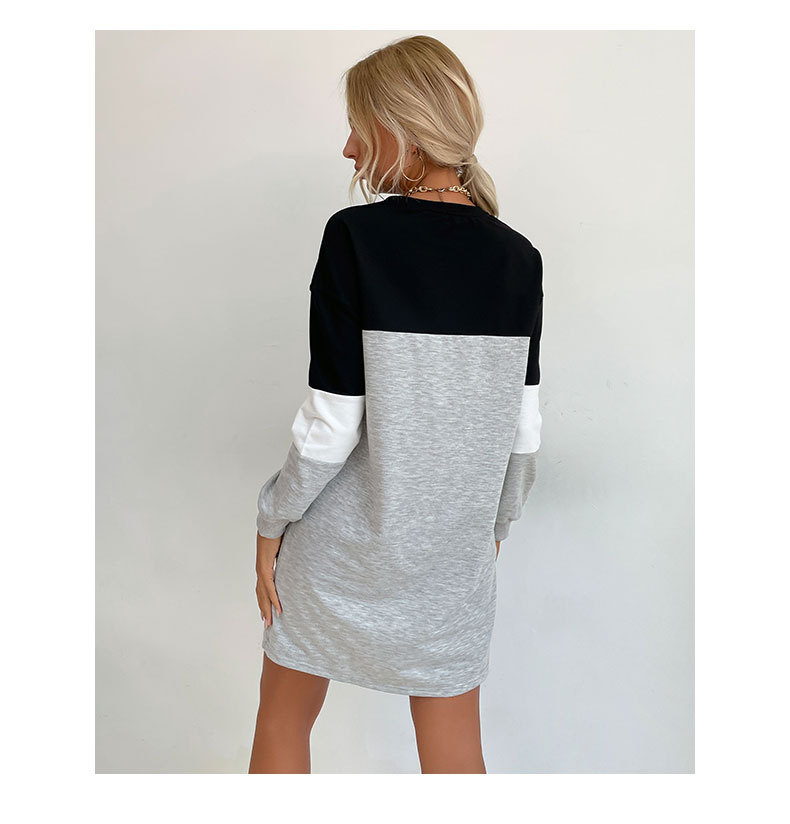 Gonna felpata abbinata ai colori a maniche lunghe da donna, nuova moda autunno 2023_voghion.com
