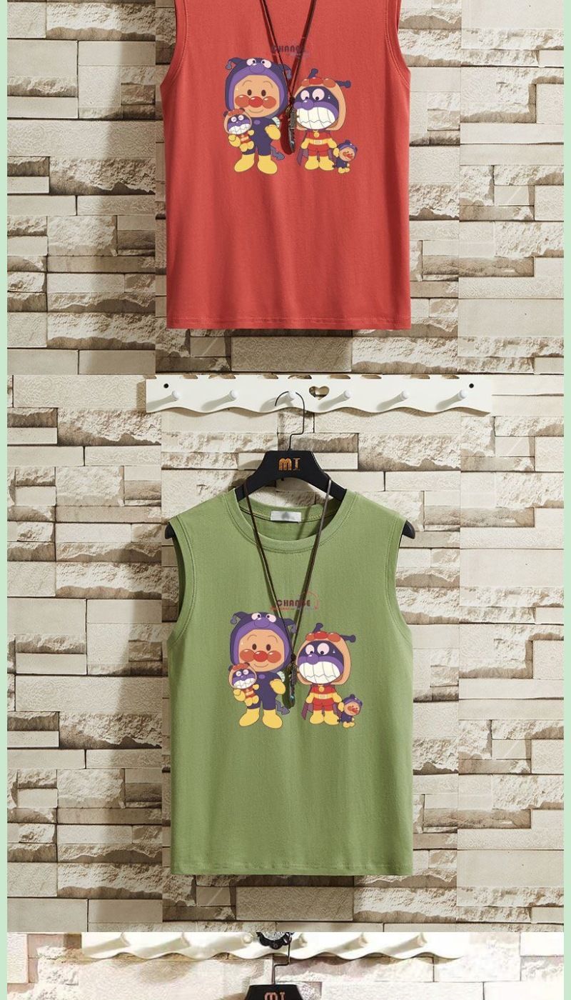 Top Set: Superman Sleeveless Men's Summer Vest, Shoulder T-shirt, Casual Sports Five Part Pants, Two Piece Set, 12_voghion.com