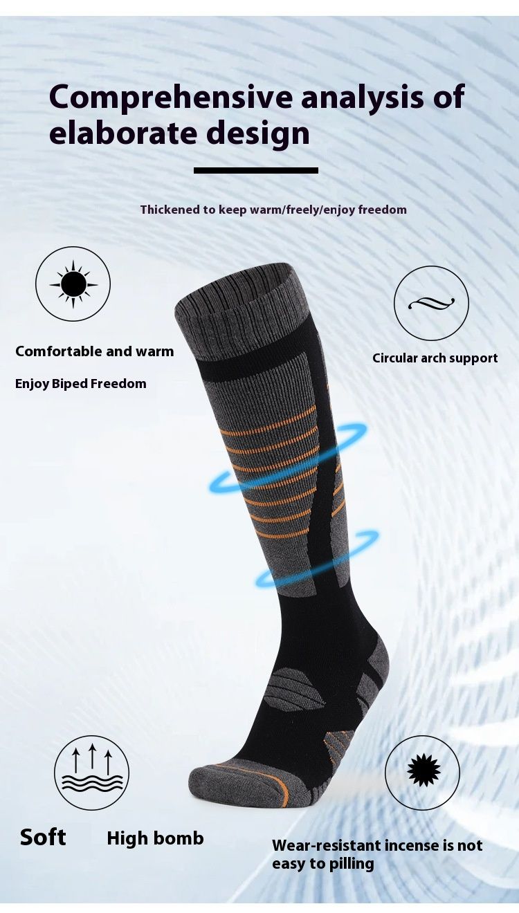 Dva trápení Pánské lyžování Venkovní teplý ručník Spodní tlustý sportovní pot absorbující dlouhá trubice bavlněná ponožka_voghion.com