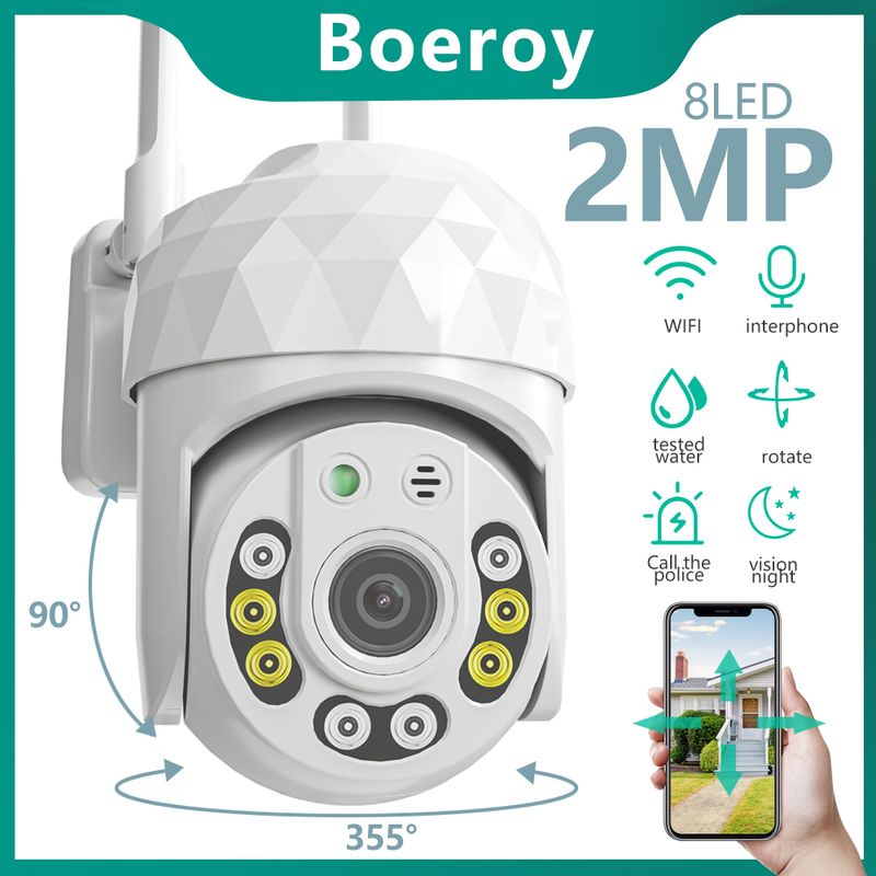 V380 Pro 2MP HD Utendørskamera Mer LED-lys Sikkerhet WiFi Vanntett Støvtett Smarthjem Nattsyn Telefonapp_voghion.com