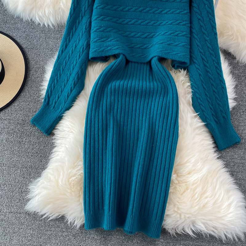 Abbigliamento da donna Autunno e inverno maglione stile coreano stile pigro camicetta ampia e chic da donna top abito canotta lavorato a maglia in due pezzi_voghion.com