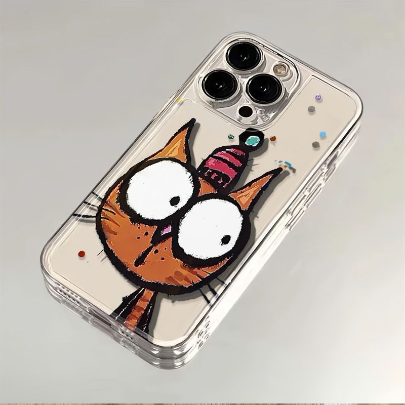 Custodia per telefono con testa di gatto dipinta colorata, trasparente, con foro di precisione, compatibile con Mate60/P70 16/15/14/13_voghion.com