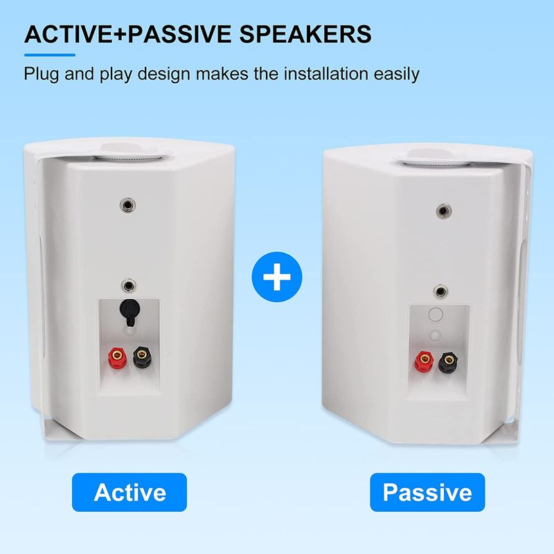 Herdio 5,25'' 2 Stück Bluetooth-Lautsprecher For Drinnen and Draußen, Terrace, Wasserdicht, Kabelgebunden, Wandmontagesystem, 300 Watt, Noir_voghion.com