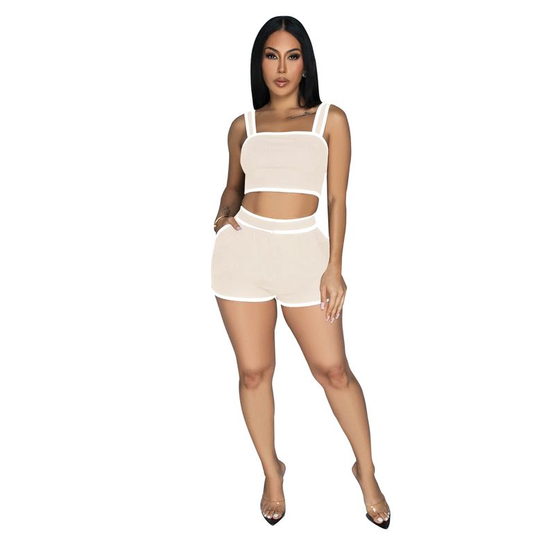 Abbigliamento da donna Pantaloncini con bretelle tinta unita Set da due pezzi da donna_voghion.com