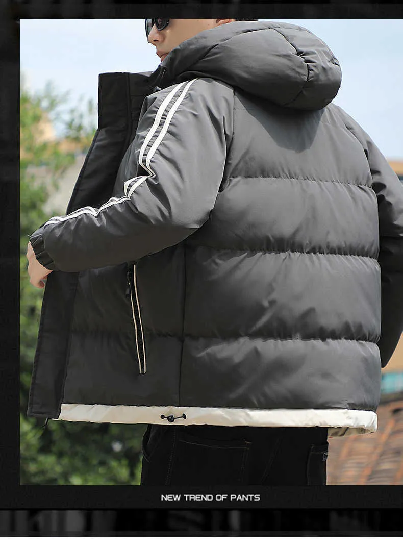 Herr Vinterjackor med huva för män Casual Jaquetas Nytt mode Man Tjockare Varm passform Parkas Winer dunjackor 4XL T221010_voghion.com