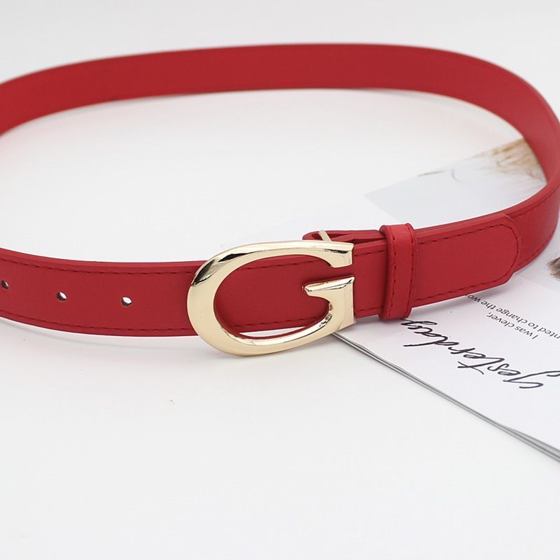 Ceintures pour femmes, ceinture en PU décorative pour jeans, ceinture à boucle G dorée pour femmes_voghion.com