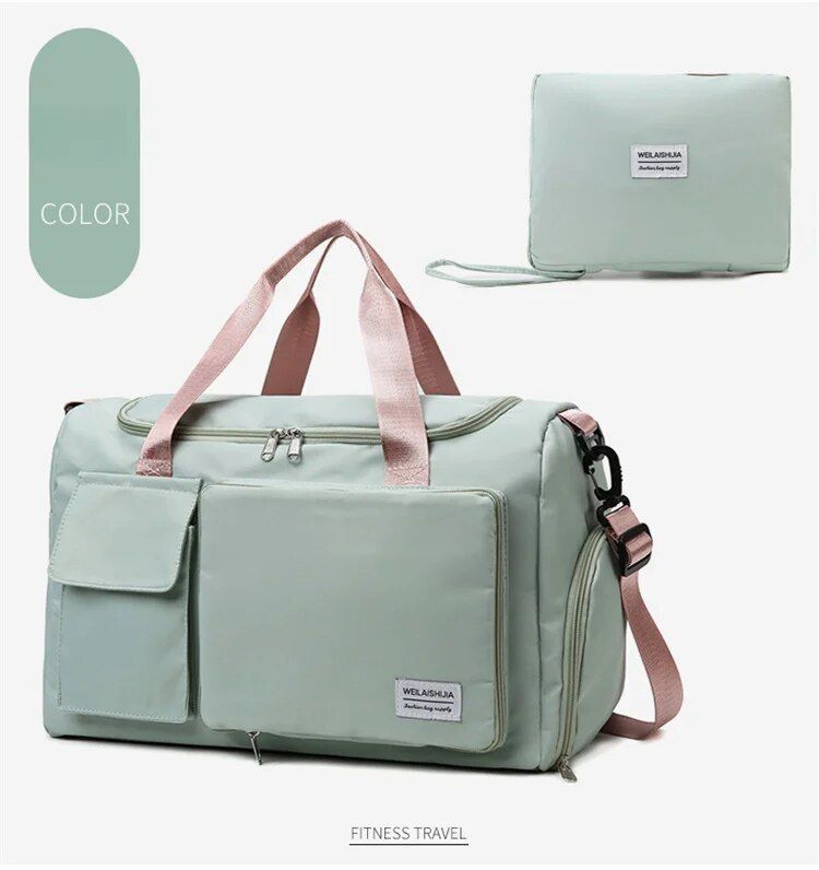 Új, összecsukható, nagy kapacitású kézitáska, rövid távú utazótáska, száraz, nedves elválasztó fitnesztáska, úszótáska, kézitáska, bőröndtáska_voghion.com