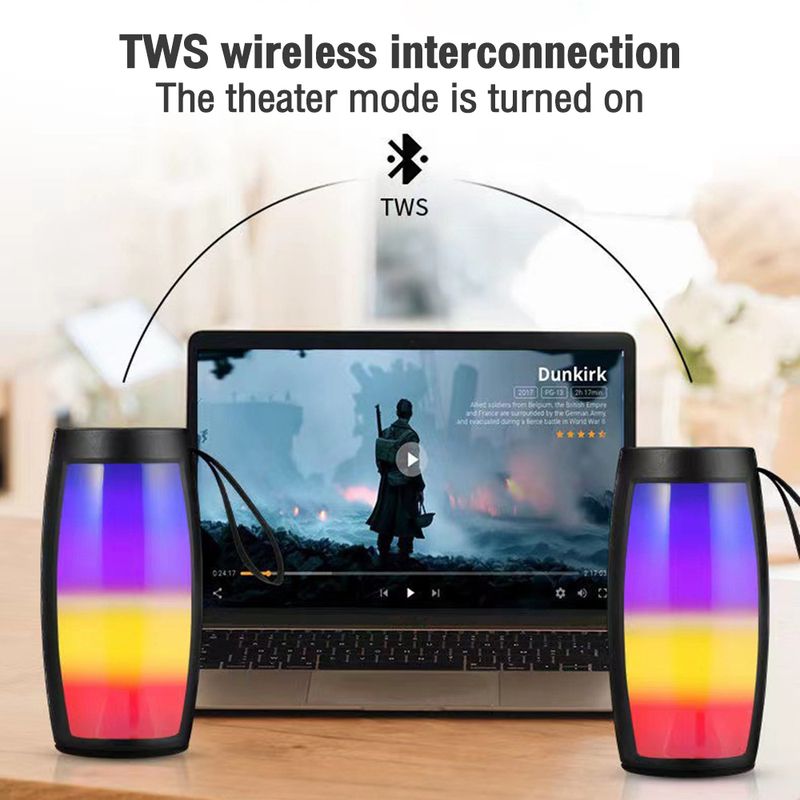 S12 Drahtlose Bluetooth Lautsprecher Leistungsstarke Tragbare Sound Box Subwoofer Auto Audio Bass MP3 Player Sound System LED Lichter_voghion.com